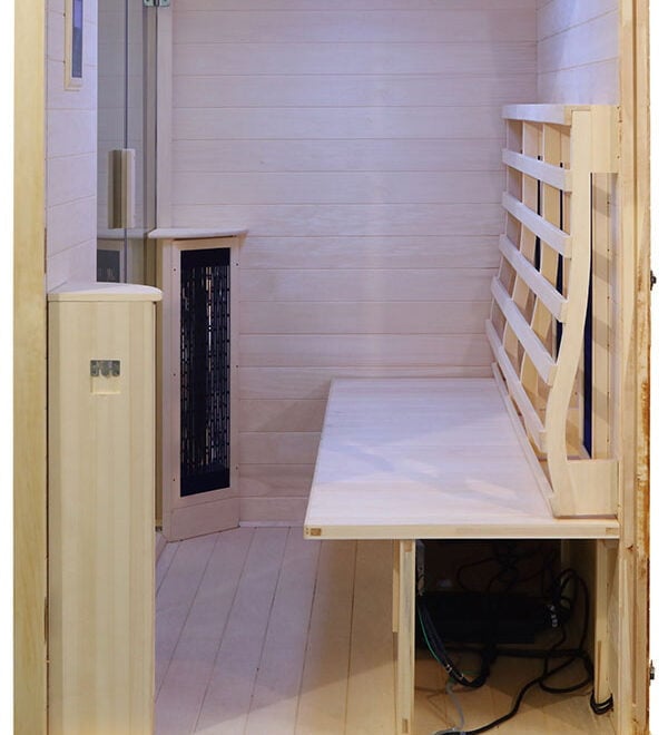 Inside the Transcend TR-3 Low EMF 3-person infrared sauna