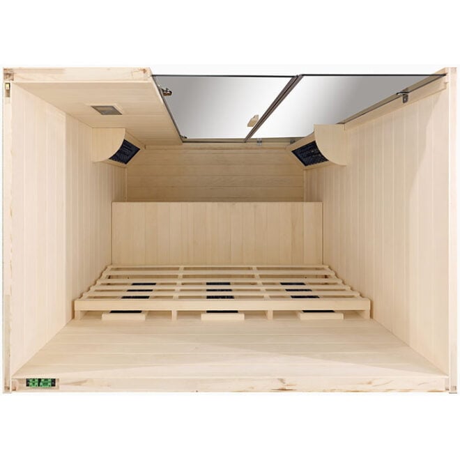Top-down view of the Transcend TR-3 Low EMF 3-person infrared sauna