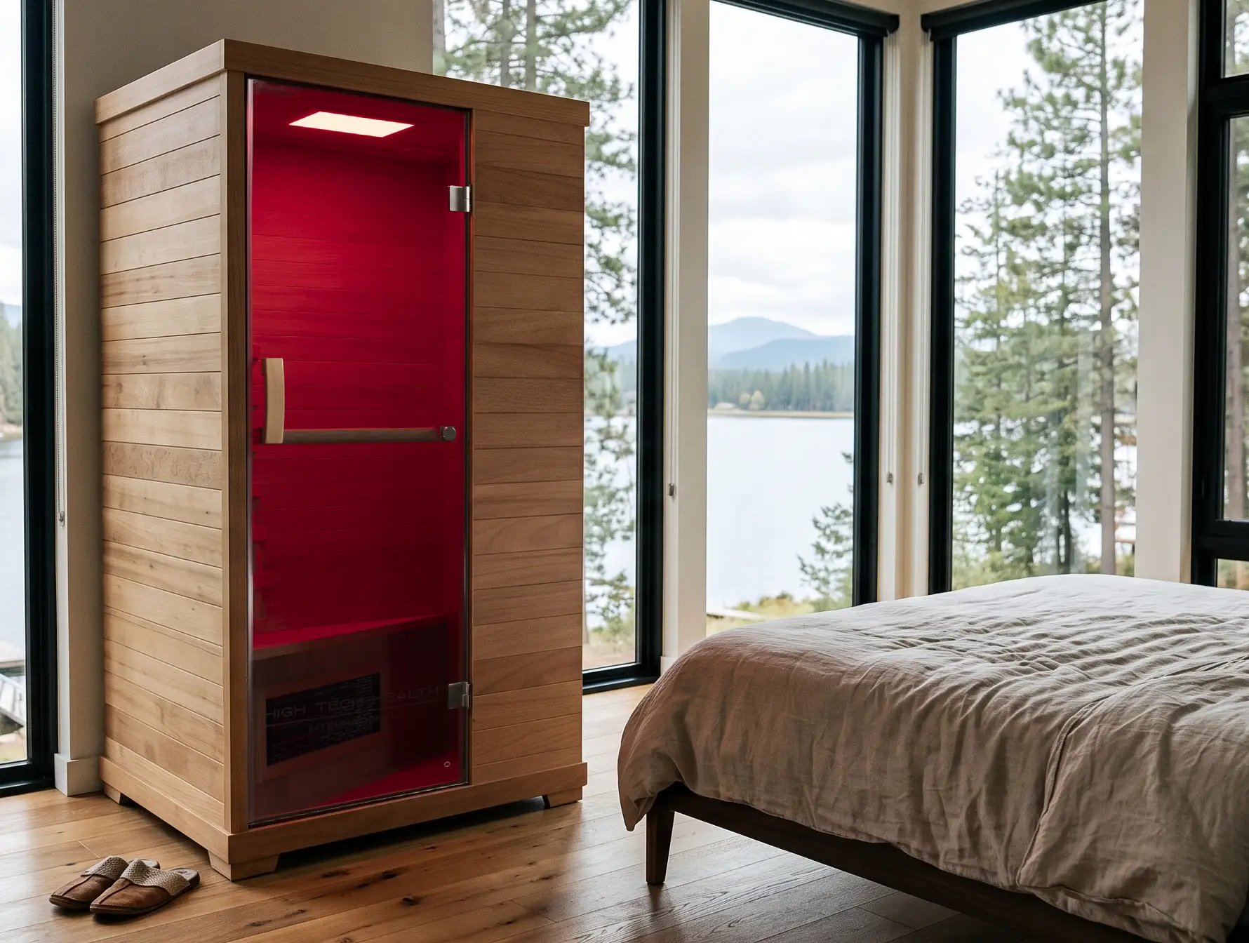 Transcend sauna in okoume shown in a room