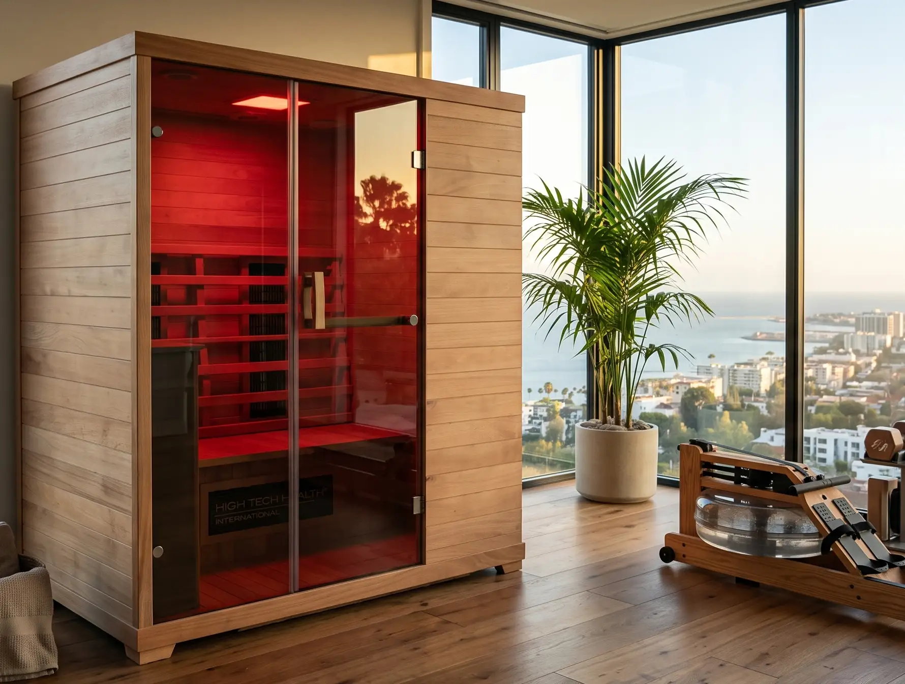 Transcend sauna in okoume shown in a room