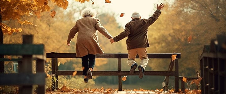 Elderly people jumping Elderly people jumping