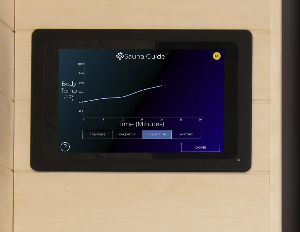Sauna Guide temperature screen example Sauna Guide temperature screen example