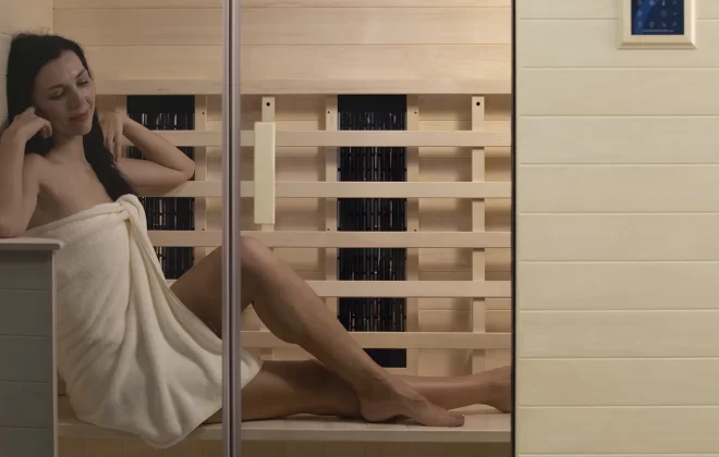 Woman in TR-3 infrared sauna