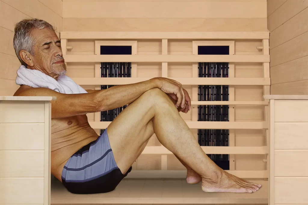 father in Transcend TRS-2 infrared sauna