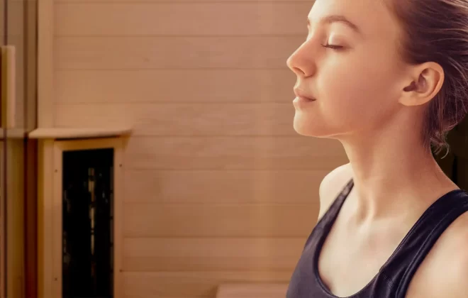 Woman in Transcend Sauna
