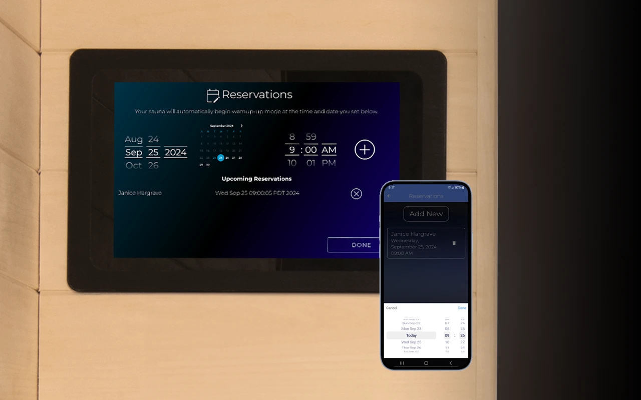 Transcend Infrared Smart Sauna Reservation Screen Transcend Infrared Smart Sauna Reservation Screen