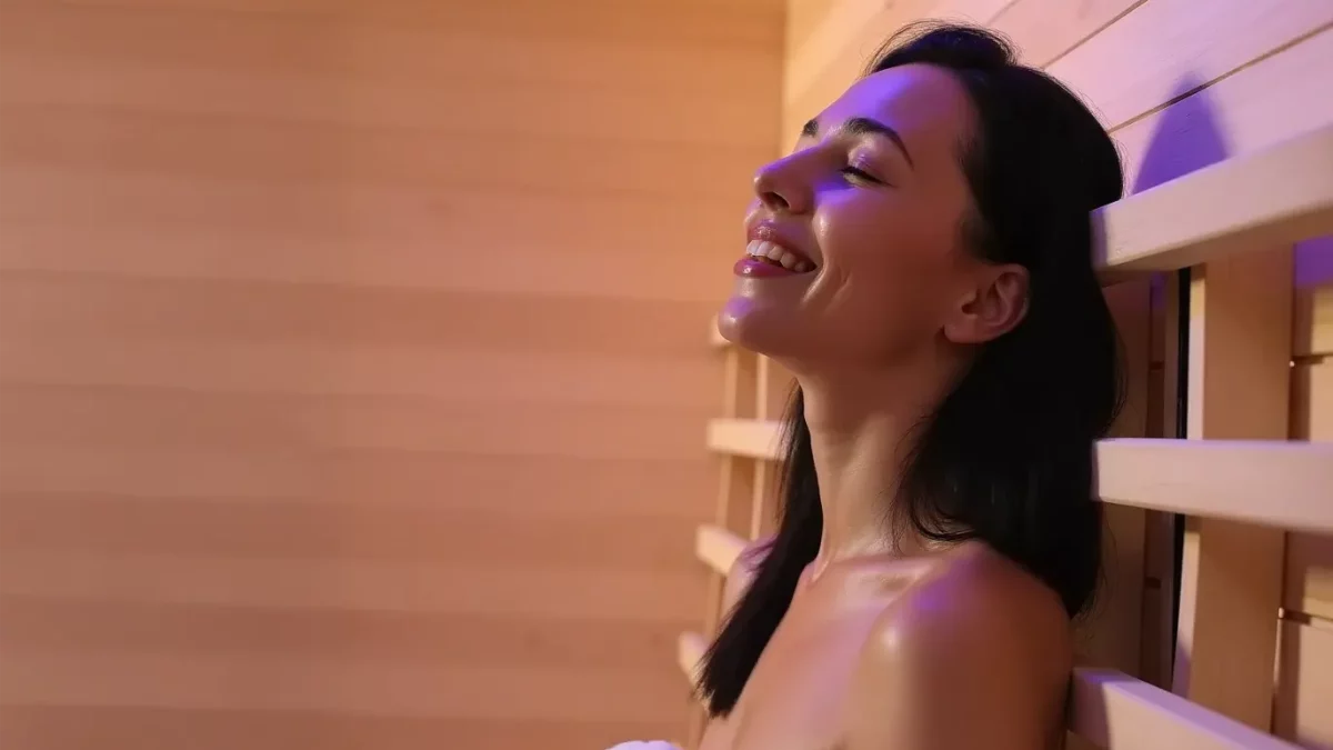 Woman relaxing in a TR3 infrared sauna