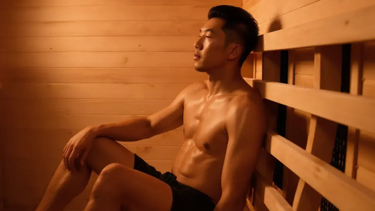 Athlete resting in a High Tech Health infrared sauna