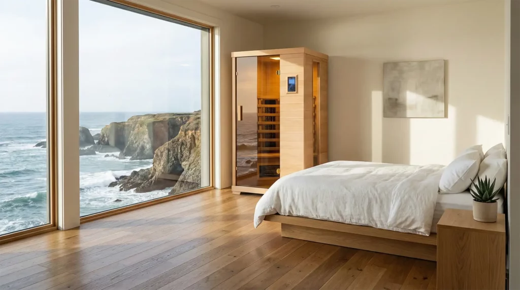TR1 Infrared Sauna in guest bedroom