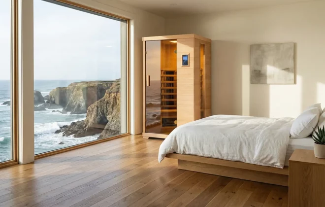 TR1 Infrared Sauna in guest bedroom