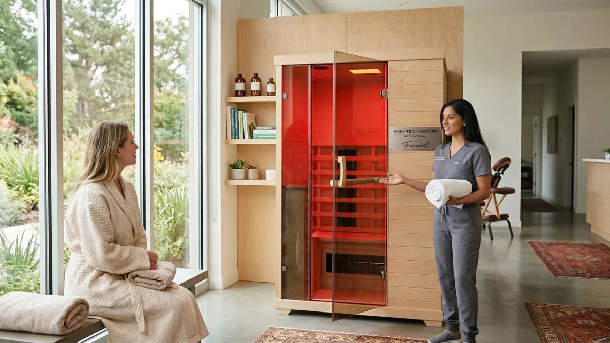 TRS2 Infrared Sauna used in a wellness clinic