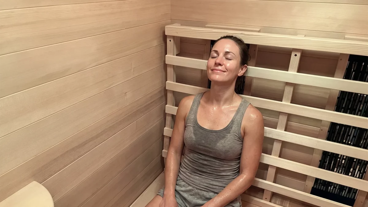 Enjoying infrared sauna therapy