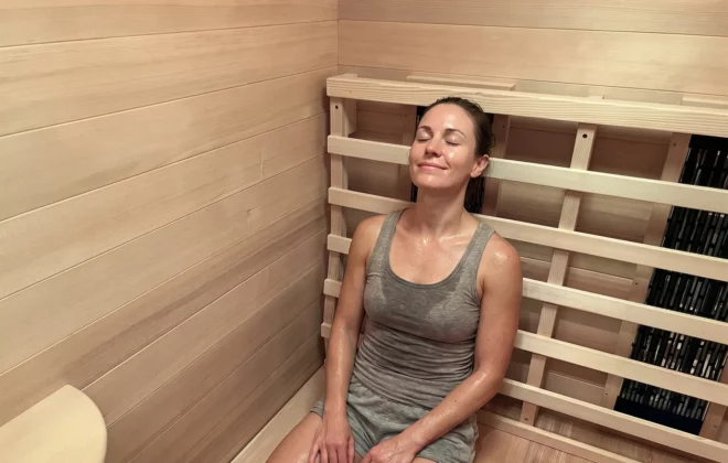 Enjoying infrared sauna therapy
