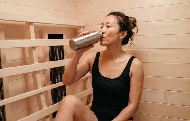 Hydrating in a TRS 2 Infrared Sauna