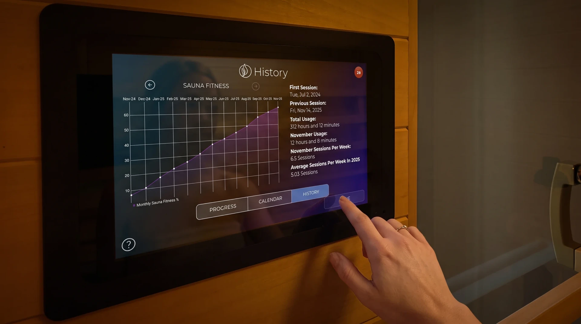 Sauna fitness progress in Transcend Smart Saunas